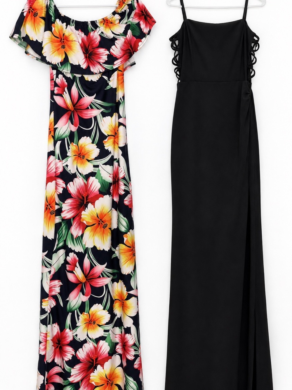 Floral Off-Shoulder Maxi Dress - Black Floral